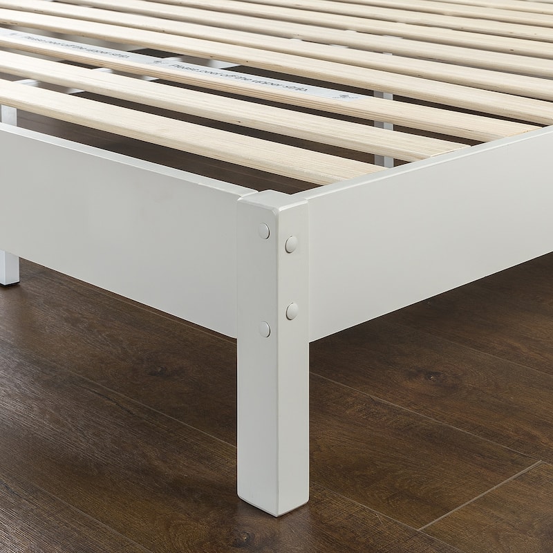 Priage by ZINUS Off-White Wood Deluxe Platform Bed Frame with Headboard