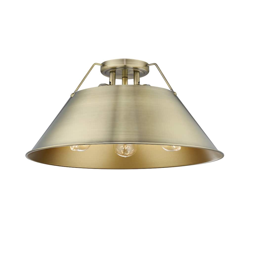 Orwell 3-Light Flush Mount in Aged Brass - Gold