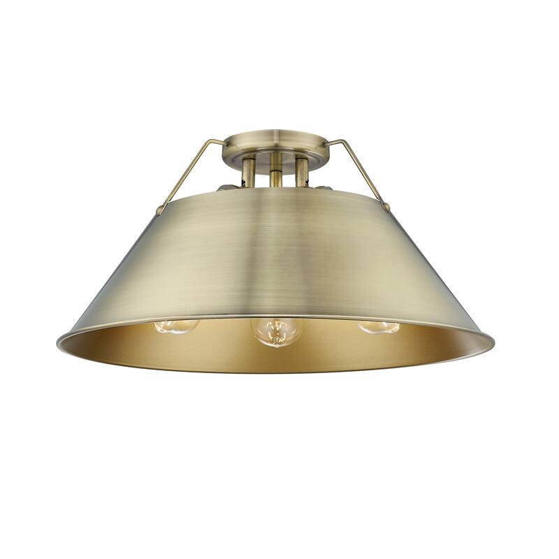 Yep by Golden Lighting Orwell 3-light Flush Mount in Matte Black and Navy Blue shade