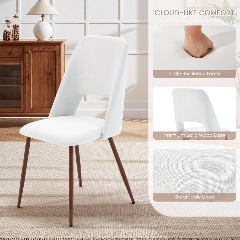 EROMMY Modern Dining Set - 72" Solid Wood Table & 4 Upholstered Chairs
