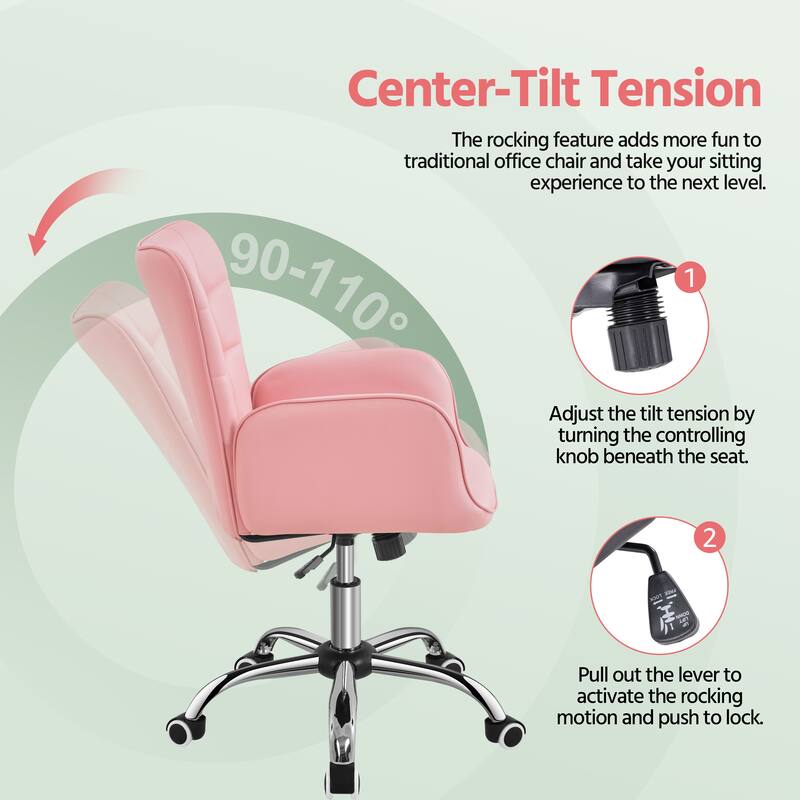 Yaheetech Faux Leather Desk Chair with Padded Armrests Modern Office Chair