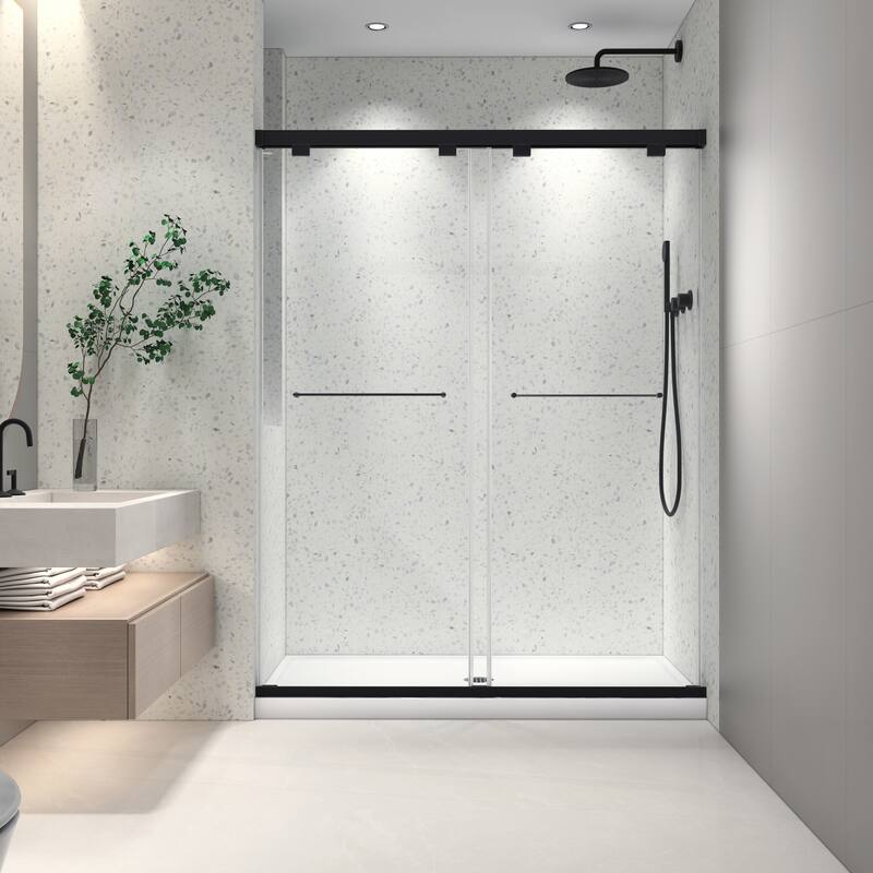 Advanced Double Sliding Shower Door with Innovative Functions for Enhanced Bathroom Experience - Matte Black