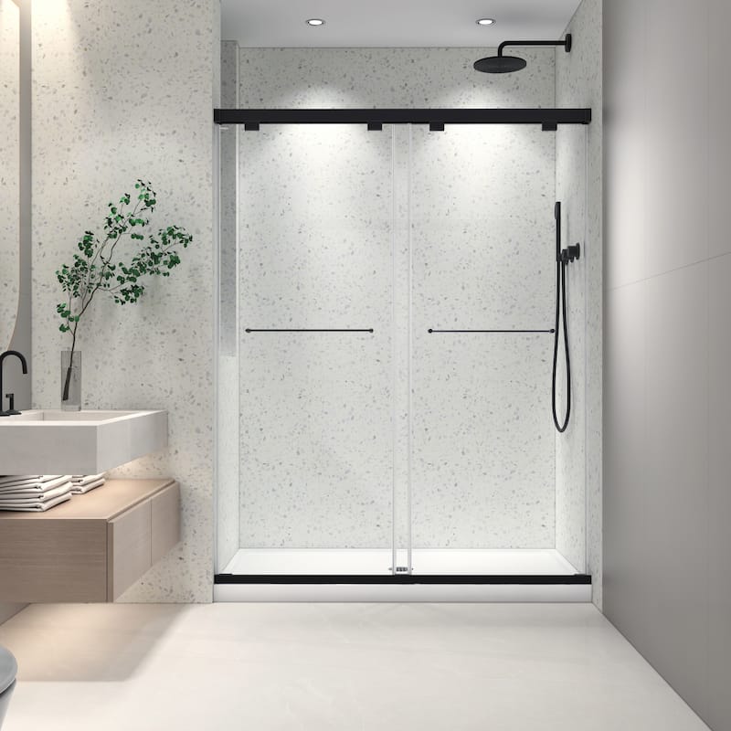 Advanced Sliding Shower Door with Innovative Functions for Enhanced Bathroom Experience - Matte Black