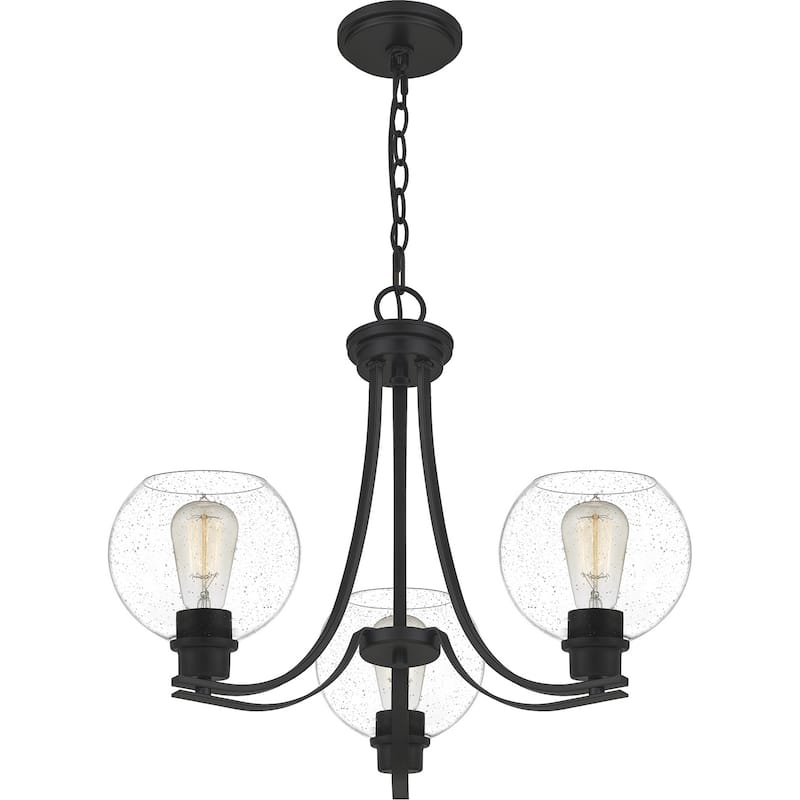 Quoizel Pruitt 3-Light 18" Transitional Chandelier in Matte Black
