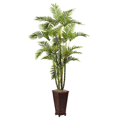 Decorative Indoor Tree with Planter - 6.5ft Faux Green Plant for Home Office Decor - 6.5ft.