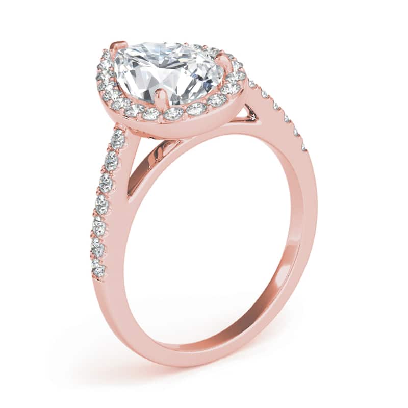 Auriya 14k Rose Gold Lab Grown Pear Diamond Halo Engagement Ring 0.50 to 5.00 ct. tw. (F-G VS)