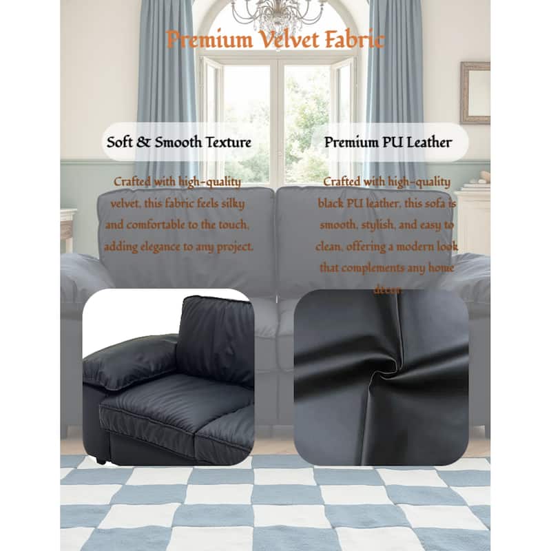 Roomfitters Modern Overstuffed Upholstered Loveseat with Padded Pillow Arms, Comfortable 2 Seater Couch for Living Room