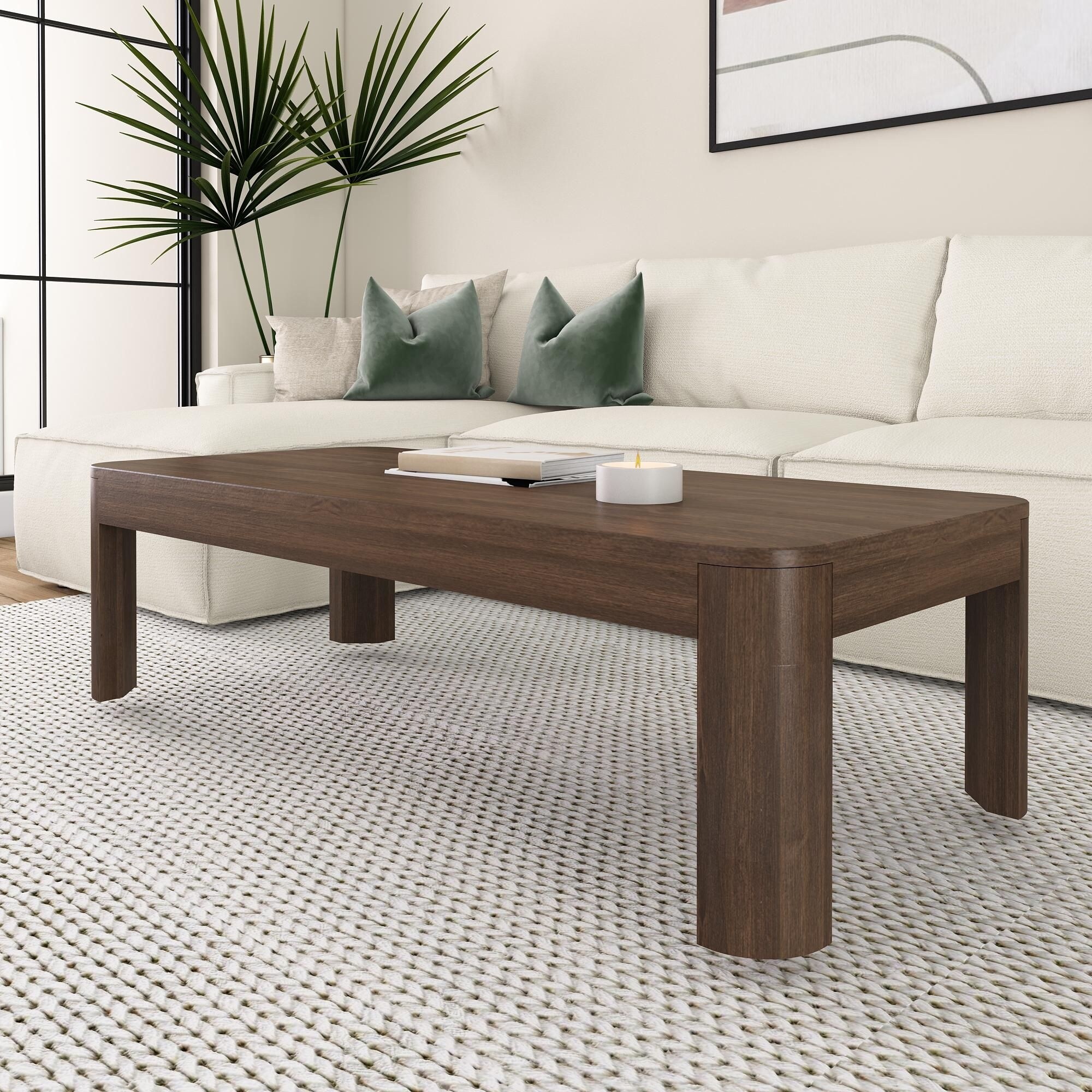 Modern Nesting Coffee Tables Set of 2, 2 in 1 Irregular Coffee Table with Glass Top End Table for Living Room Easy to Assemble