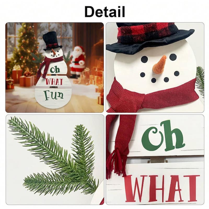 28‘’ H Wooden Snowman Christmas Porch Sign, Outdoor Christmas Decorations for Porch & Front Door Holiday Décor