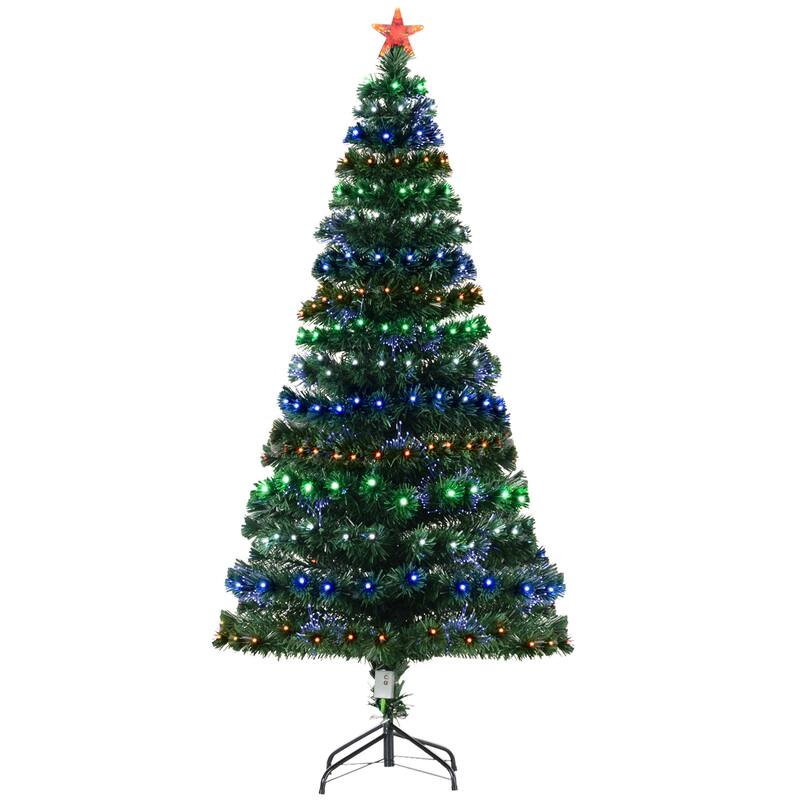 HOMCOM 6 ft. Prelit Artificial Christmas Tree with Stand, Colored Christmas Tree
