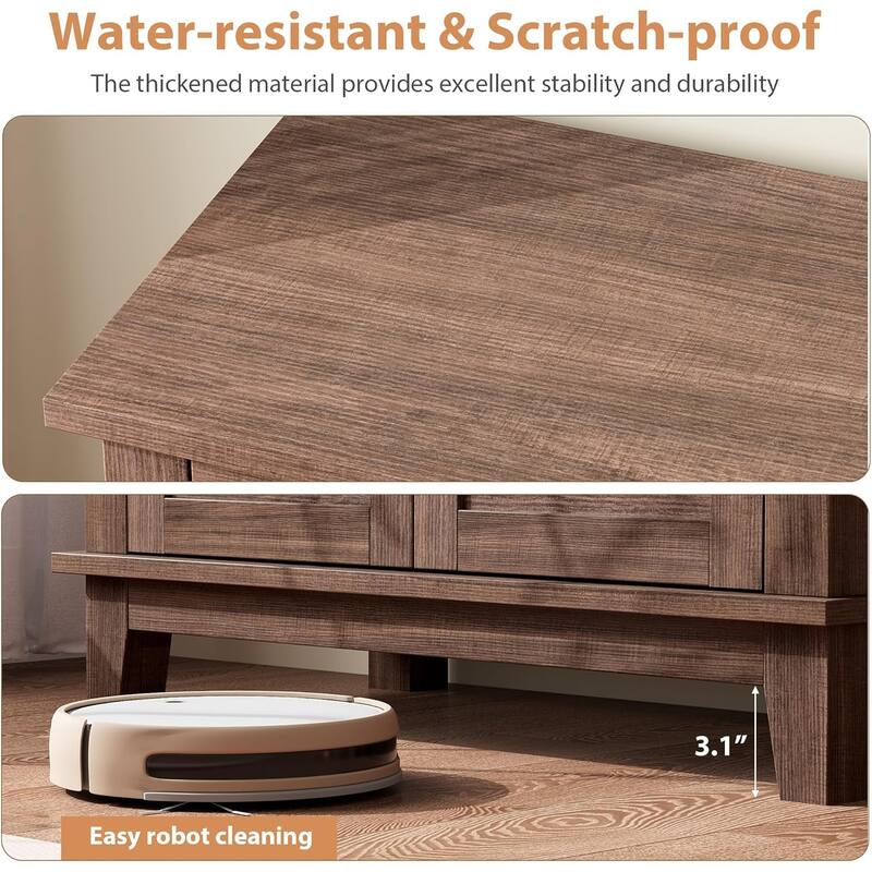 Farmhouse Storage Cabinet, 3-Tiers Adjustable Shelf, Multi-Functional Entryway Cabinet