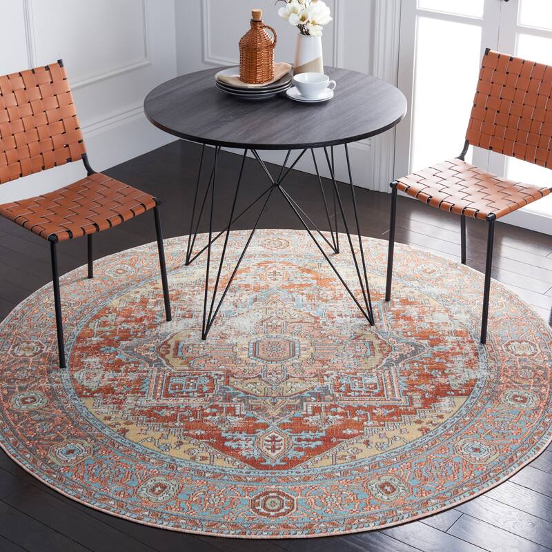 SAFAVIEH Aria Vasya Vintage Oriental Medallion Rug - 3' Round - Rust/Taupe