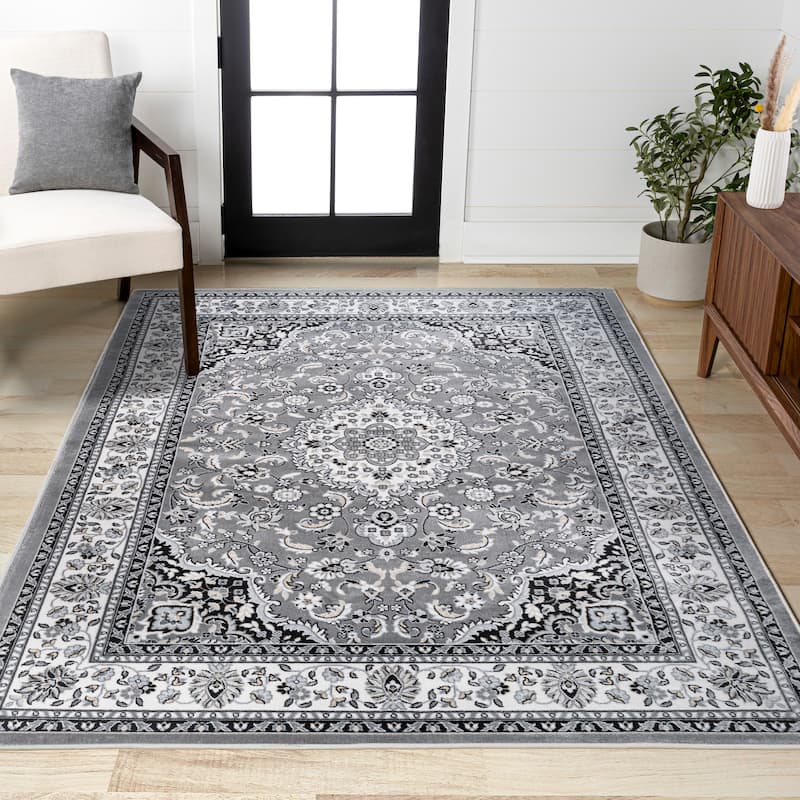 JONATHAN Y Acanthus Modern Persian Floral Area Rug - 2 X 10 - Gray/Ivory