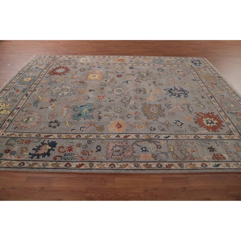 Floral Oushak Indian Area Rug Handmade Wool Carpet - 7'8"x 9'10"