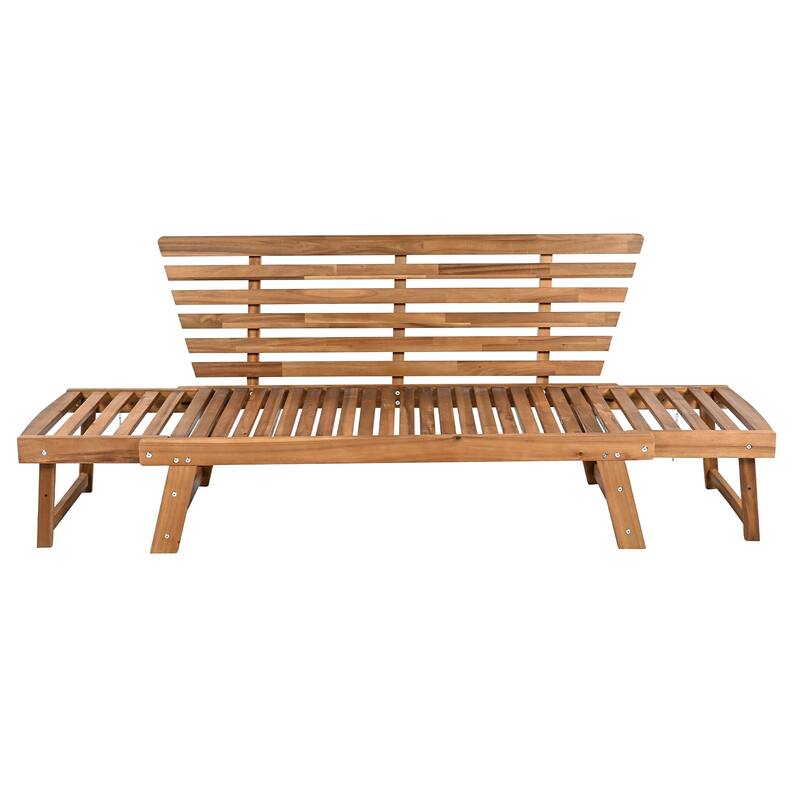 Outdoor Adjustable Wooden Lounge Sofa Bed Patio Chaise Lounge with Water-Resistant Cushions for Poolside Deck Balconies