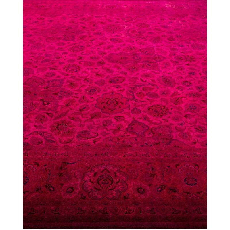 Overton Hand Knotted Wool Vintage Inspired Modern Contemporary Overdyed Pink Area Rug - 8' 2" x 9' 10"