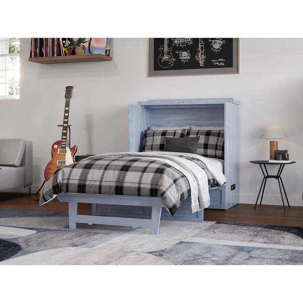 Northfield Twin XL Murphy Bed Chest in Driftwood On Sale Bed Bath