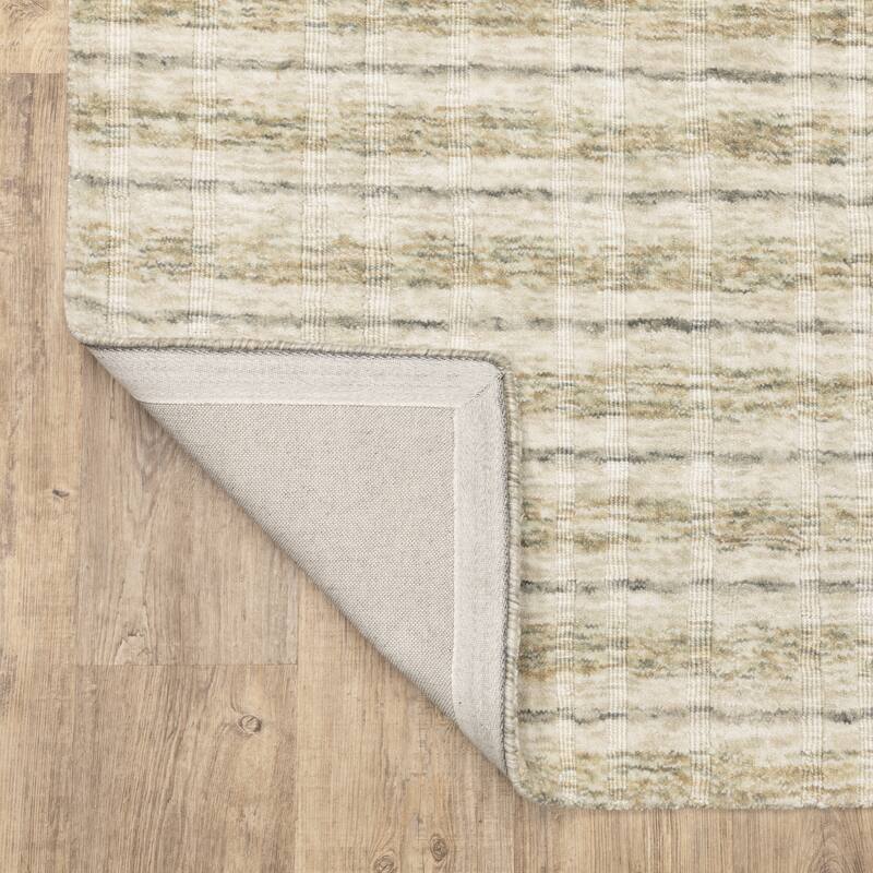 Thalia Scandinavian Textured Stripes Beige/ Gold PET Yarn Area Rug-