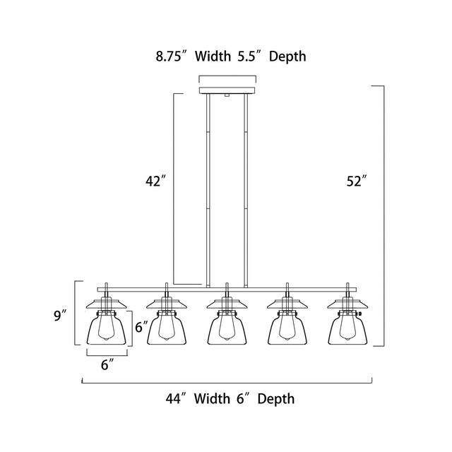 Black and Brushed Nickel 5-Light Linear Kitchen Island Lighting