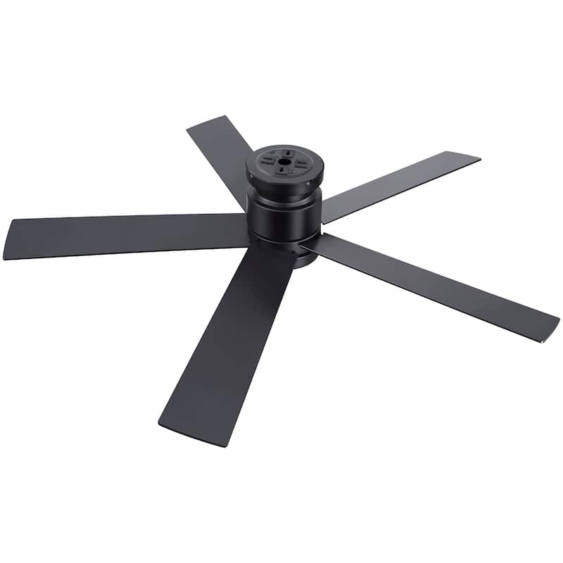 42"/52" Modern Black Flush Mount Ceiling Fan with LED Light and Remote