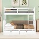 preview thumbnail 20 of 71, Elegant Twin-Over-Full Wooden Bunk Kids Bed with Ladders,Drawers White