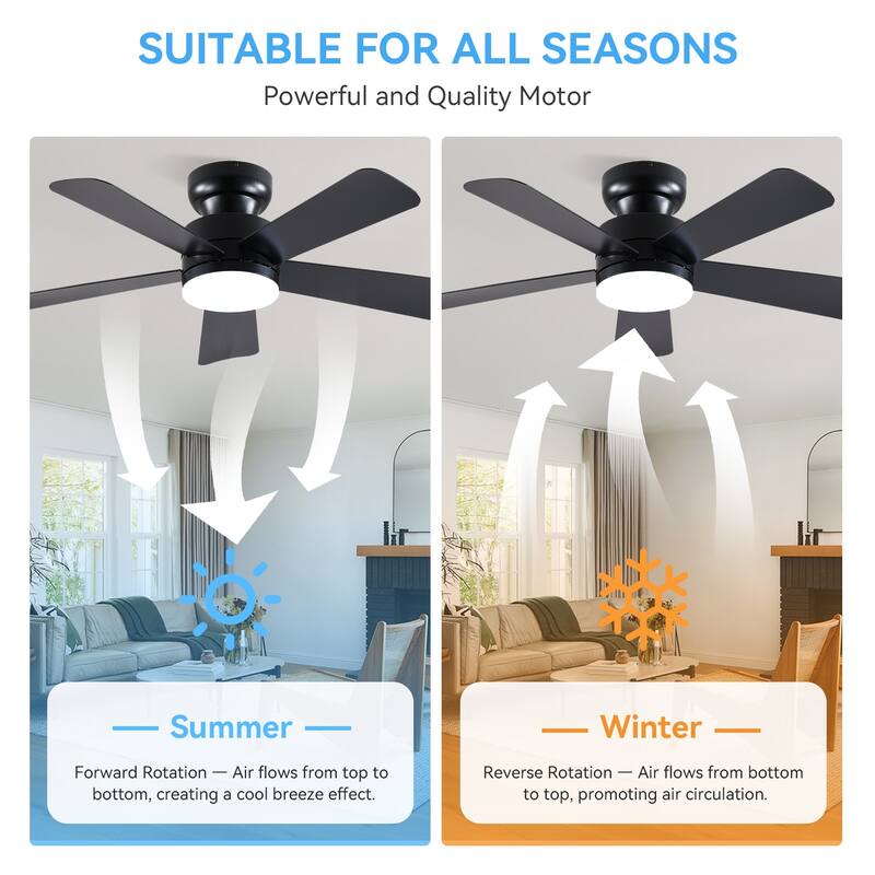 41 and 46 Inches Ceiling Fan with Light RGB Light OPtional for Living Room Bedroom Bathroom