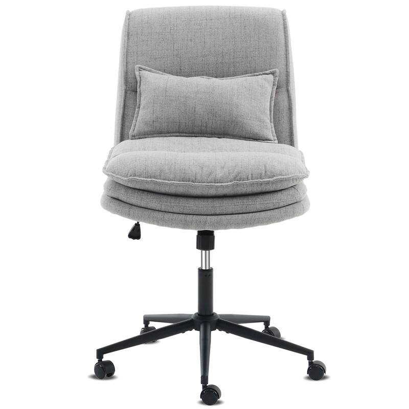 Upholstered Armless Task Office Chair - Grey with wheels