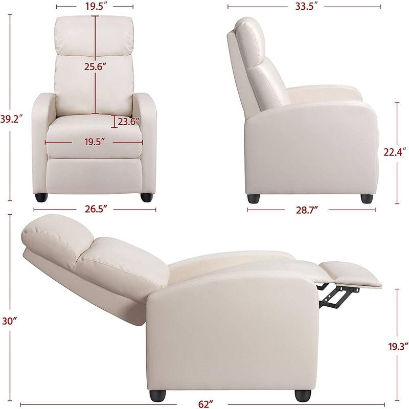 High-Density Faux Leather Push Back Recliner Chair
