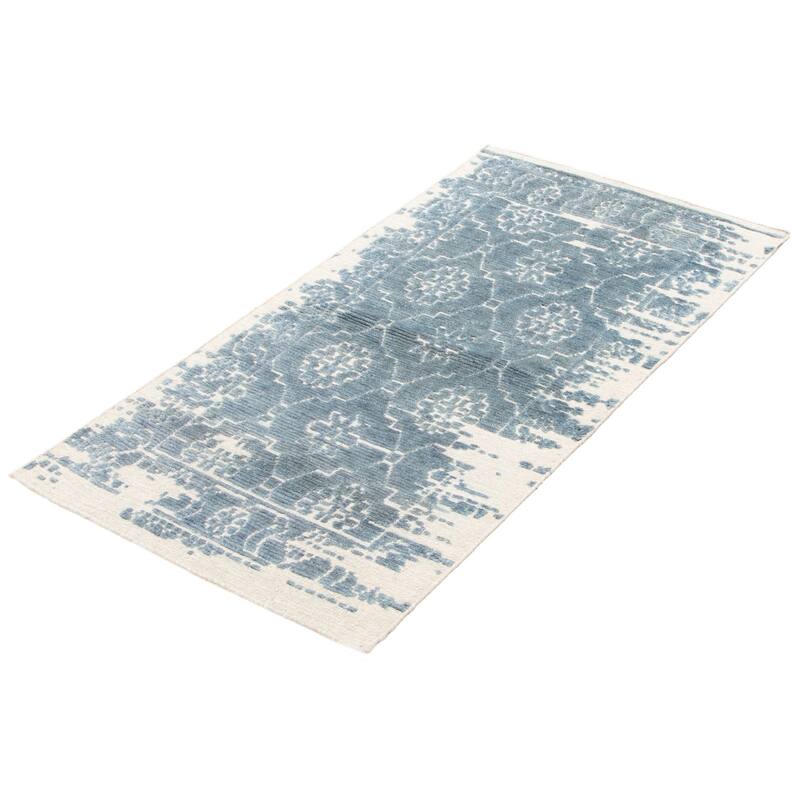 ECARPETGALLERY Hand-knotted Tangier Teal Wool Rug - 2'11 x 4'11