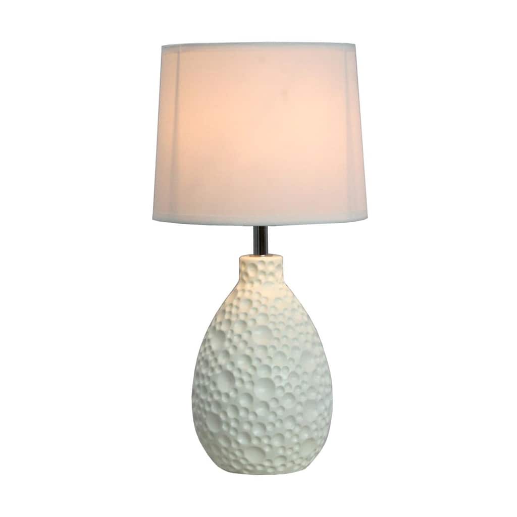14.17 in. White Finish Table Lamp with White Shade, Sturdy Table Lamp for Living Rooms and Bedrooms
