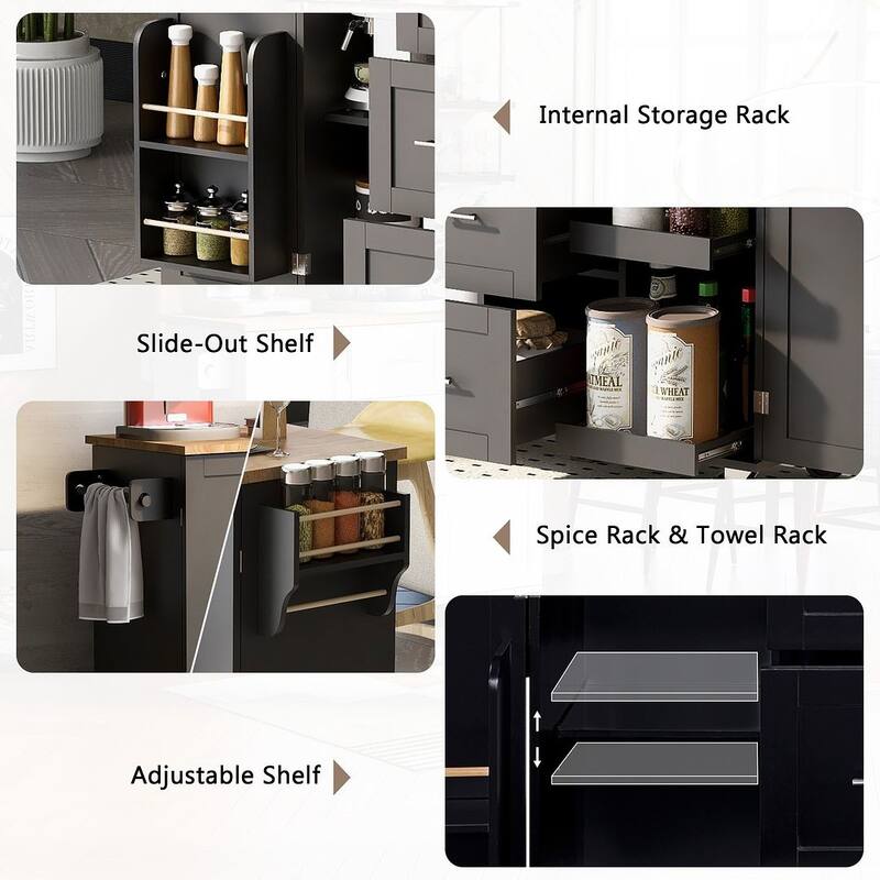 Rolling Kitchen Island Cart with Wheels and Storage