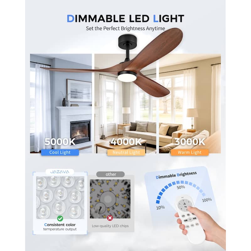 52"or 62" Diammable Ceiling Fan with Light,DC Motor and Remote