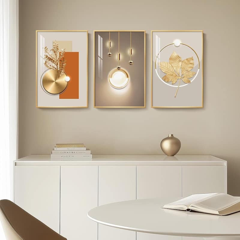 Wall Art,Golden Prints Pictures with Gold Frame