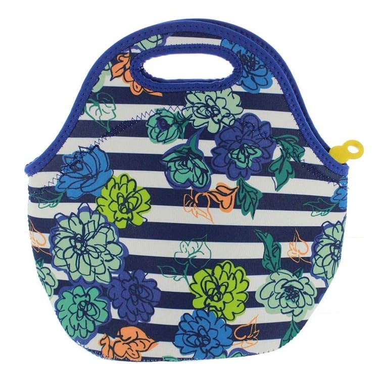Built Gourmet Getaway Neoprene Lunch Bag - Floral Stripe Blue