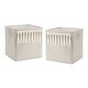 preview thumbnail 1 of 2, Boho Bohemian Foldable Fabric Storage Bins - Solid Taupe Beige Ivory Cream Off White Linen Farmhouse Shabby Chic Fringe Neutral