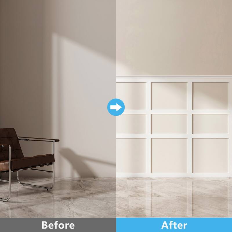 Art3d White Wainscoting Decorative Trim Set 12panels Kit or 25Panels Kit