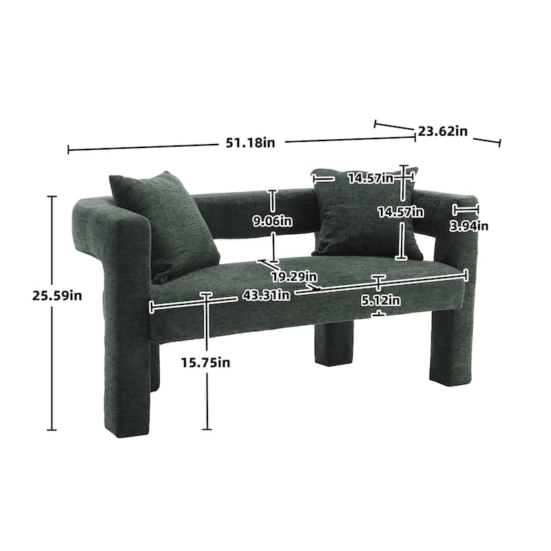 Roomfitters Chenille Loveseat Sofa, Upholstered 2-Seater Accent Couch for Living Room, Bedroom or Lounge Area