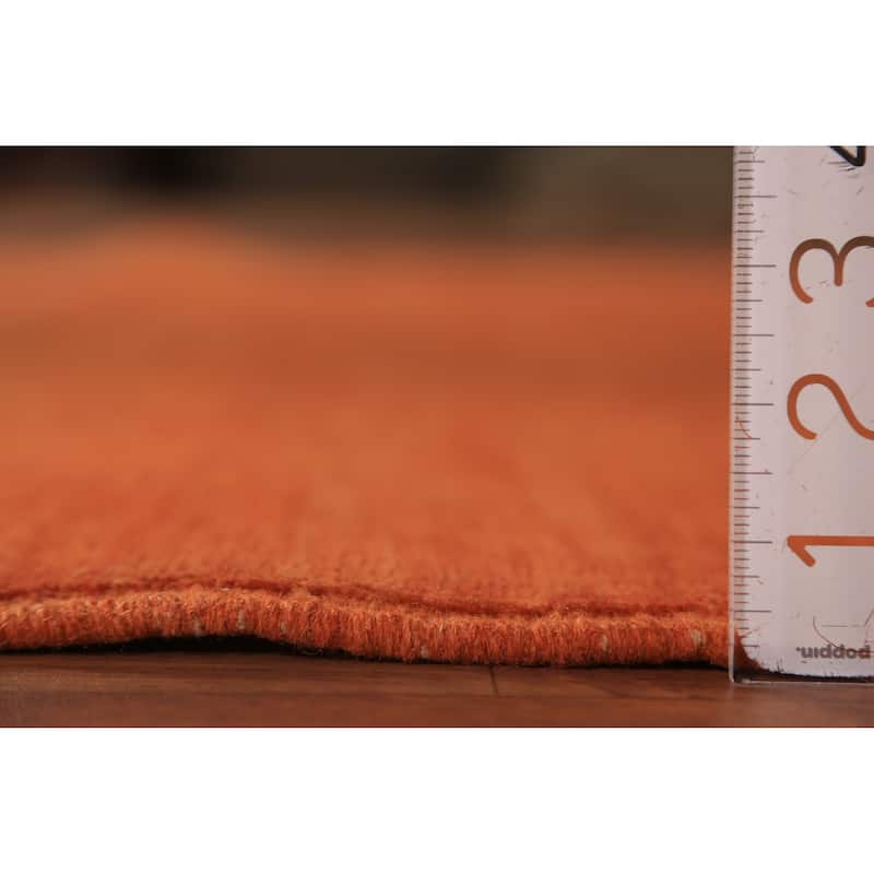 Gabbeh Modern Oriental Rug Handmade Orange Solid Wool Carpet - 5'1" x 6'2"
