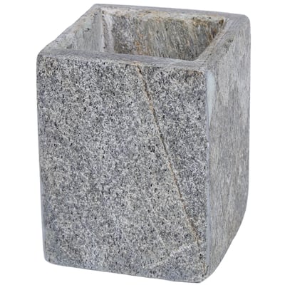 Creative Home Slate Stone Tumbler, Toothbrush Holder, Makeup Brush Organizer - Grey