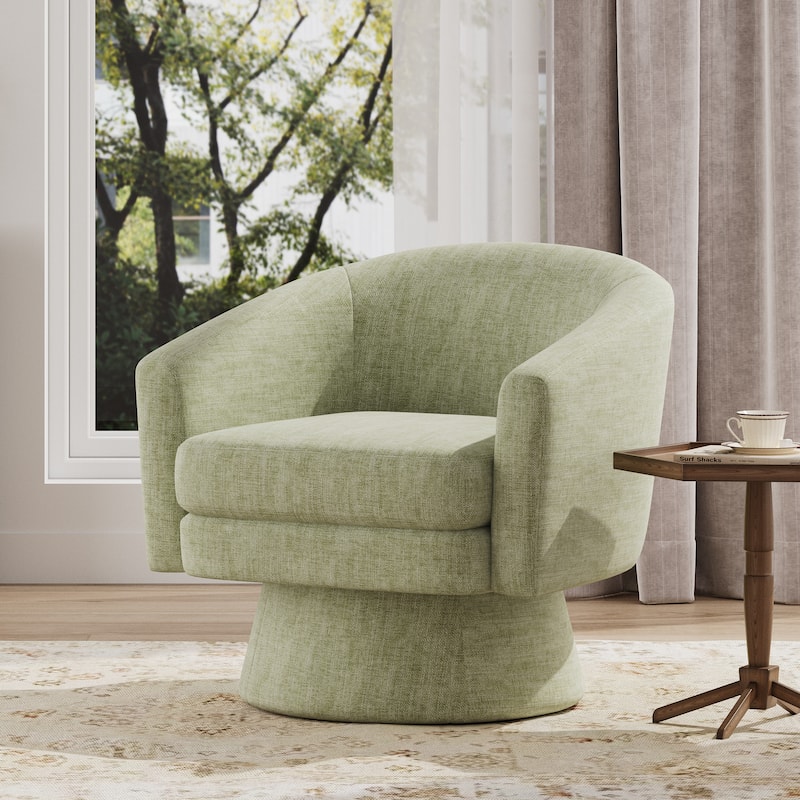 Roomfitters Contemporary 360° Swivel Barrel Chair, Premium Chenille Upholstered Accent Lounge Chair with Plush Cushioning, Green