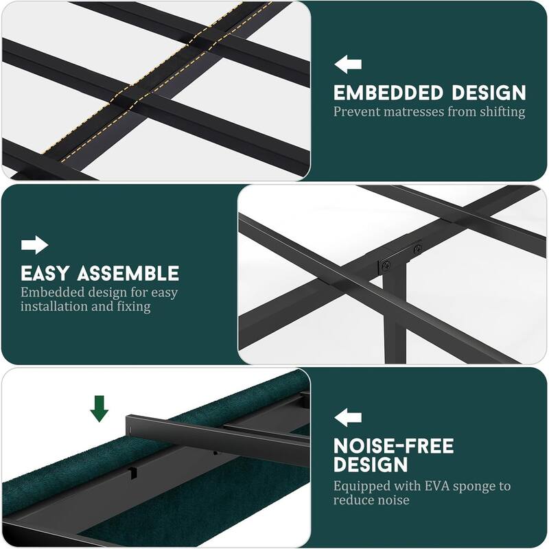 Queen Upholstered Platform Bed Frame with Headboard and 14" Underbed Storage