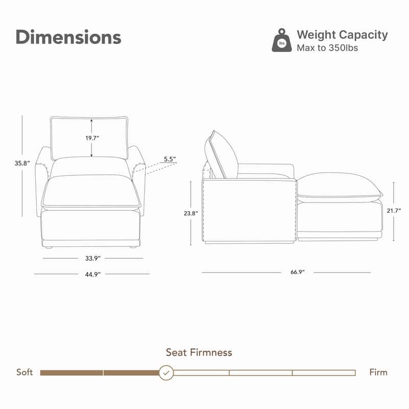 Spruce & Spring Modular Couch Oversized Sectional Sofa for Living Room