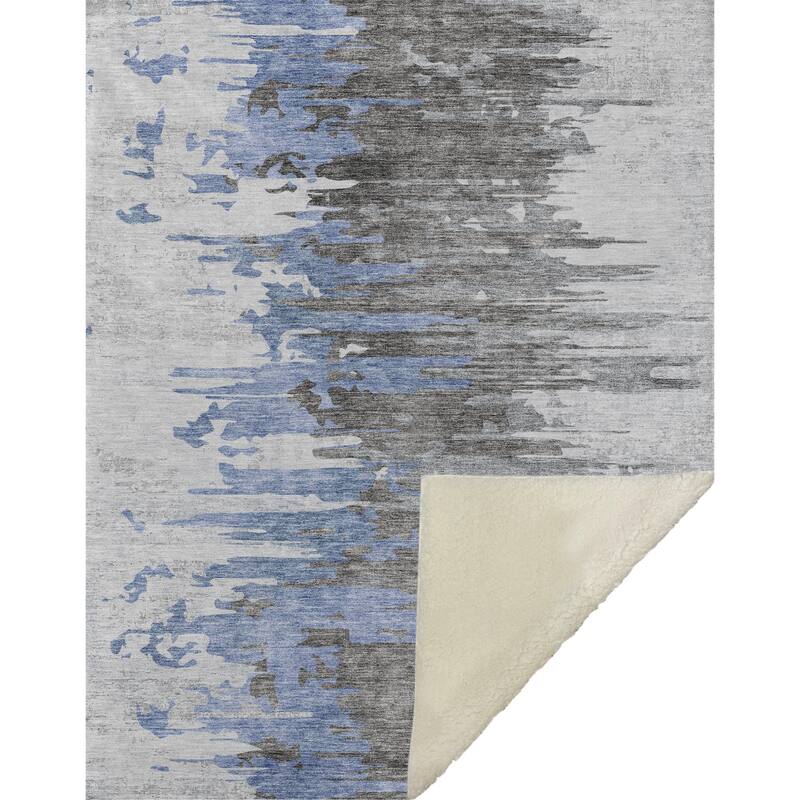 Premium Machine Washable Abstract Contemporary Sherpa Throw Blanket