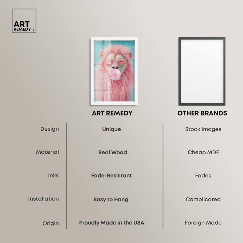Pastel Lion Bubblegum Shadowbox by Art Remedy