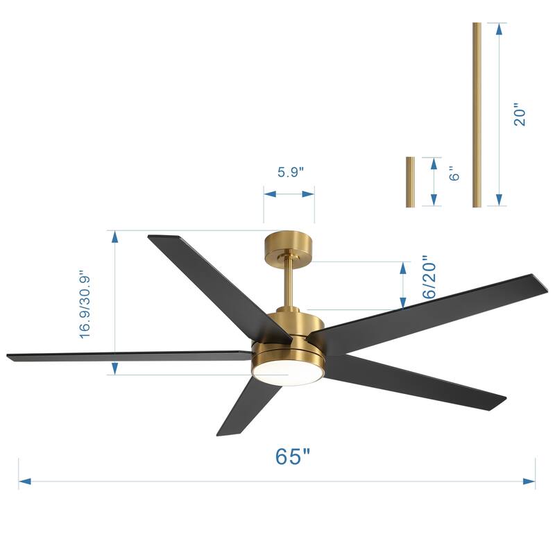 65 in. Integrated LED Indoor Ceiling Fans with Light and Remote Control Included