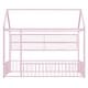 preview thumbnail 44 of 70, Metal House Bed with Metal Grid and Storage Shelves, Twin/Full Size Floor Montessori Bed with Roof Frame and Fence Guardrails