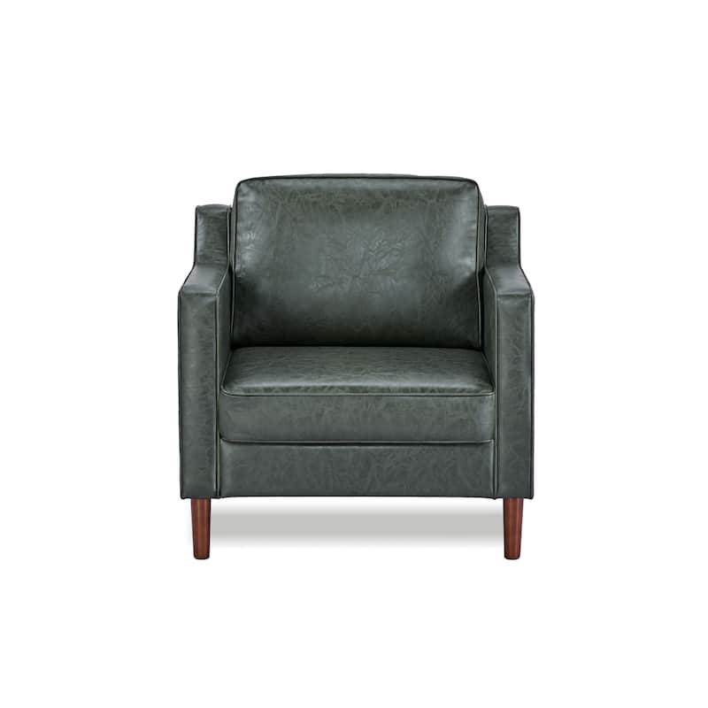 Artdeco Home - Sedona Modern Accent Chair, Faux Linen / Vegan Leather Armchair