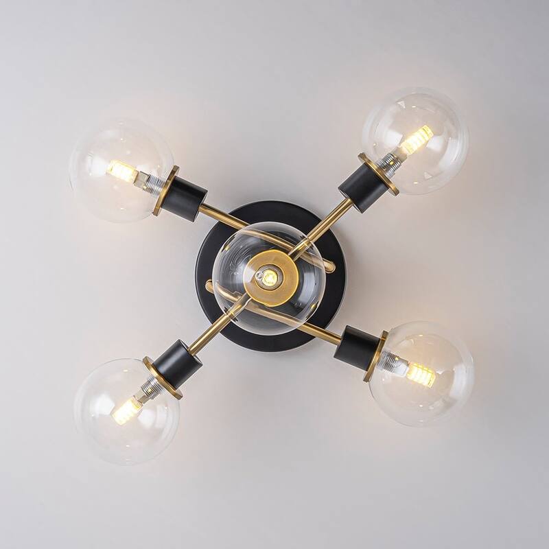 5-Light Tiered Glass Globe Sputnik Semi Flush Ceiling Light 21.3in