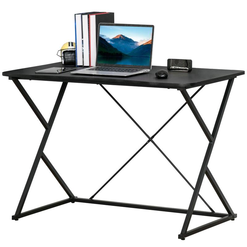 HOMCOM 43" Computer Desk Study Student Writing Table with Z and X Bar Frame Support for Living Room, or Home Office, Black