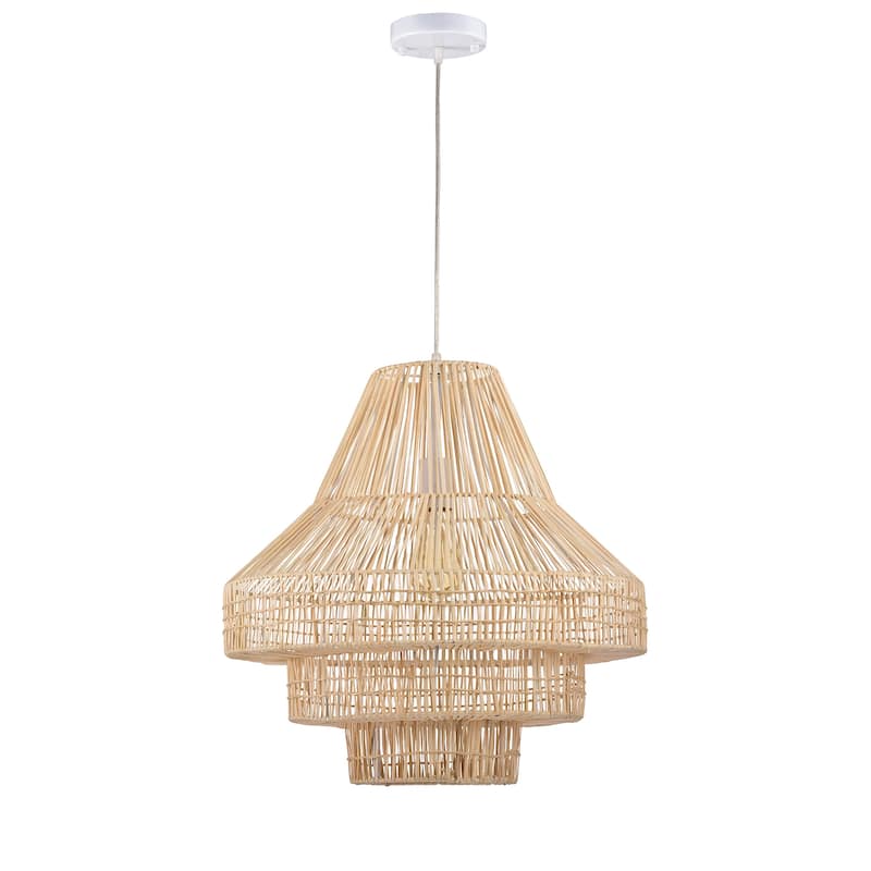 Anita Cream 1-Light 3-Tier Rattan Basket Pendant Light